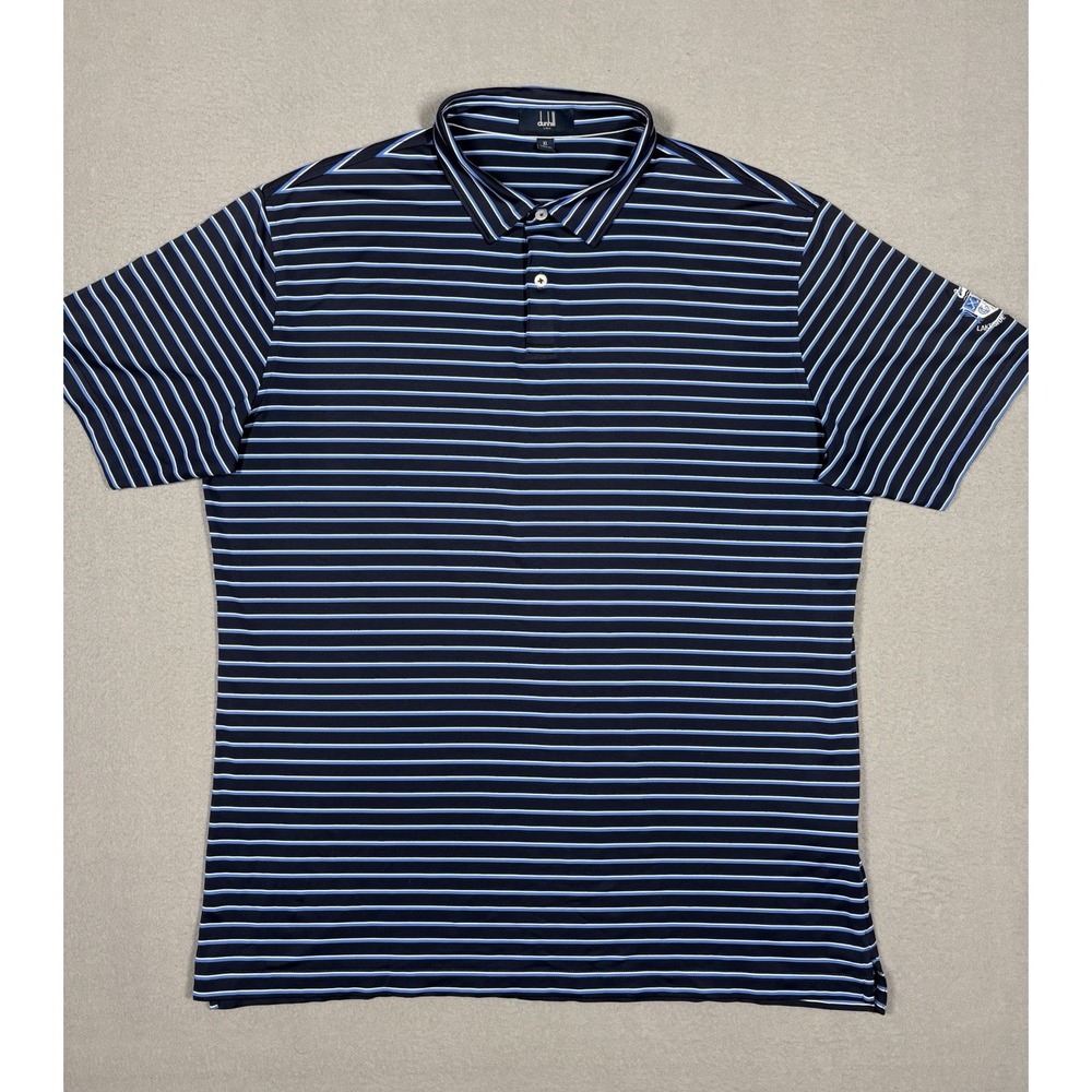 Men’s Dunhill Links Lakeside Golf Club Navy Striped Performance Polo Size XL
